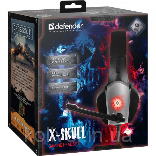 Ігрова гарнітура Defender X-Skull чорно-сіра, кабель 2.1 м (64585) Киев - изображение 8