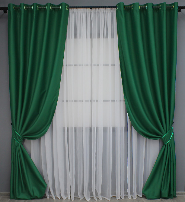 Комплект штор на люверсах VR-Textil Midnight № 1398ш 150х270 см 2 шт Зеленый ( 37-0138) Киев - изображение 2