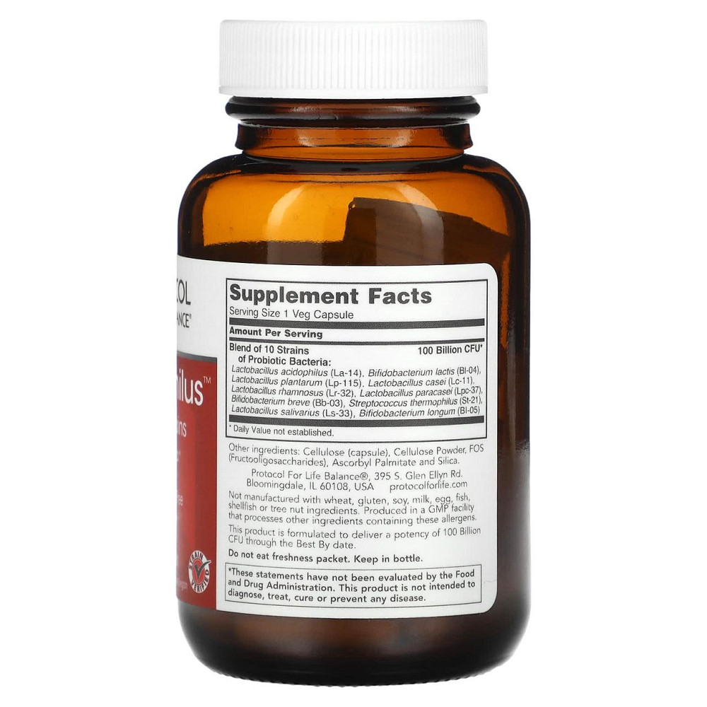 Пробіотики дофілус Protocol for Life Balance ProtoDophilus 100 млрд КУО 10 штамів 30 вег капс Київ - фото 2