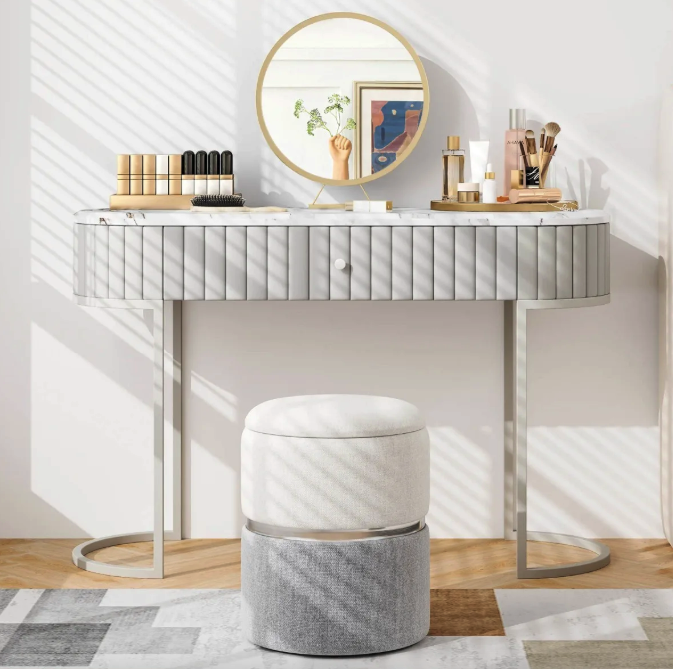 Пуф Costway Rosana велюровий комплект 2 штуки сірий Киев - изображение 9