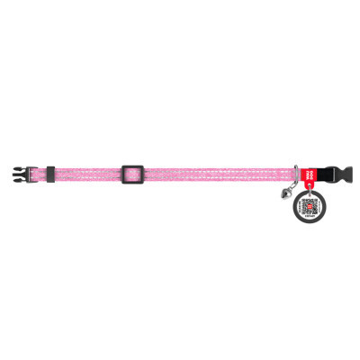 Нашийник для тварин WAUDOG Re-cotton з QR паспортом, пластиковий фастекс XS рожевий (16427) Вінниця - фото 2