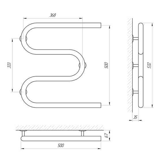 Сушарка для рушників Laris Змійовик 32 РС3 500Х500 1" Київ