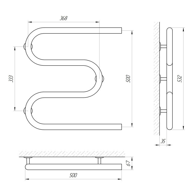 Сушарка для рушників Laris Змійовик 32 РС3 500Х500 1" Київ - фото 4