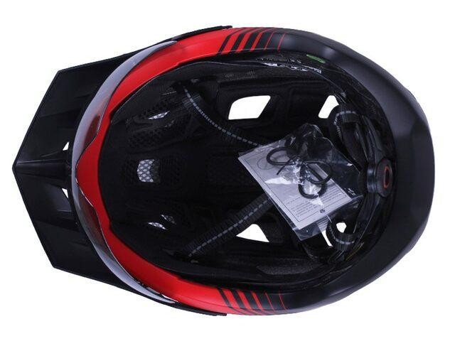 Шолом велосипедний GTS-H-050 з червоним габаритним ліхтарем, козирком, окулярами (чорний із червоним, size L) Мукачево - фото 4