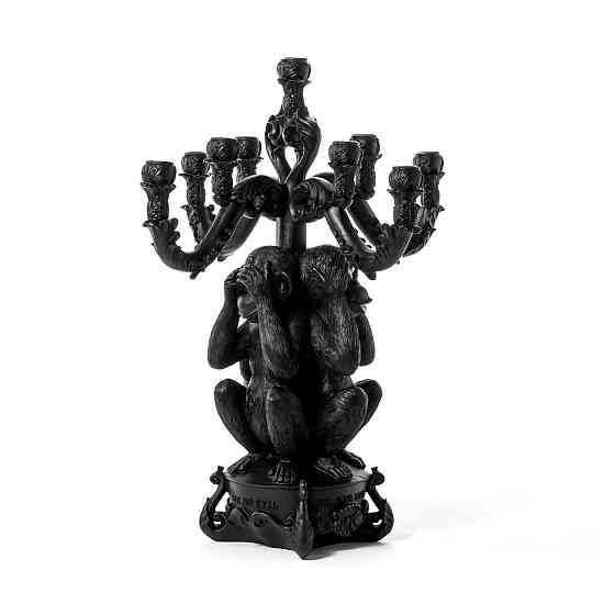 Канделябр на 5 свічок Три мавпи (висота 60 см) полірезин Чорний Київ