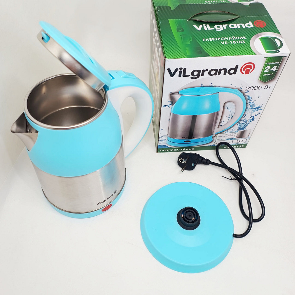 Електрочайник для комфортного використання на кухні Vilgrand VS-18103 1.8л, Якісний металевий чайник VE-56 Львів - фото 10