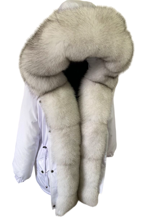 Парка зимняя женская с мехом песца Белый 60 75см Харьков