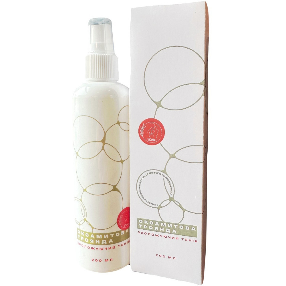 Зволожуючий тонік Оксамитова троянда з гіалуроновою кислотою, алое вера та пантенолом Lika 200 мл Київ - фото 1