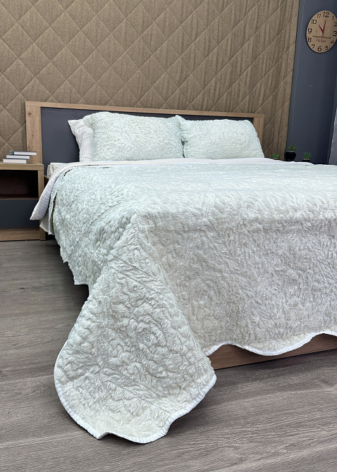 Покривало двостороннє з хутром 210x230 (+-10 см) і 2 наволочки колір молочний (85-152) Київ - фото 6