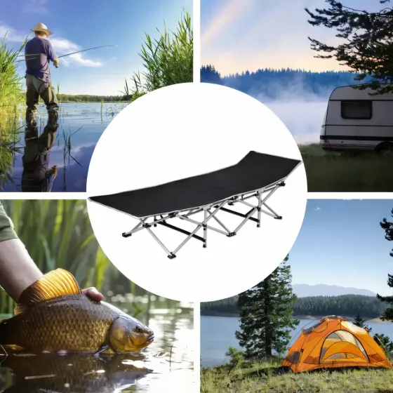 Раскладная кровать с ножками/ раскладушка /раскладной шезлонг (190х68х36) Black Коломия