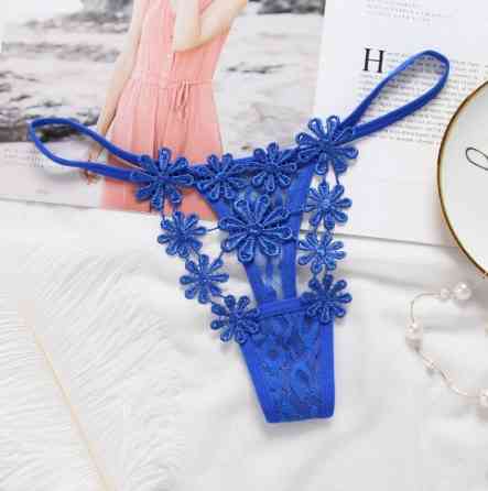 Еротичні стрінги сині "Ромашки" - розмір універсальний (на резинці), в талії до 90см Київ