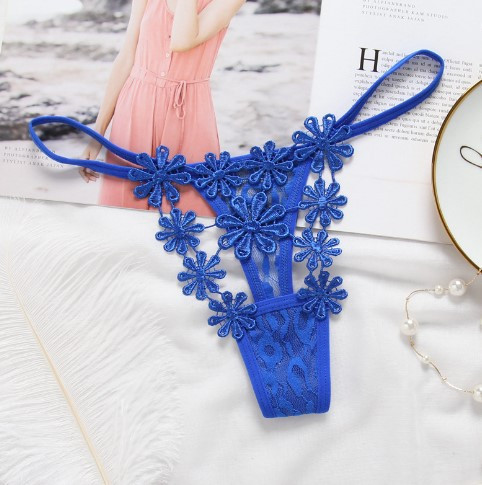 Еротичні стрінги сині "Ромашки" - розмір універсальний (на резинці), в талії до 90см Київ - фото 3