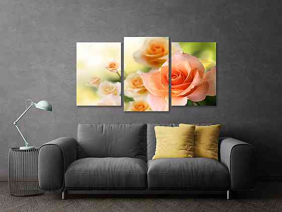 Модульна картина у вітальню/ спальню Троянди Art-539_3 Київ