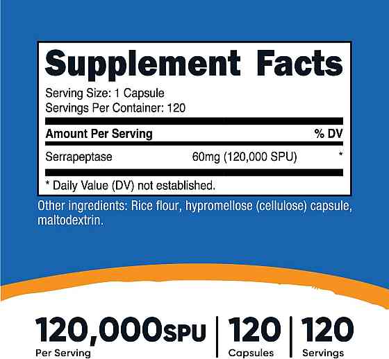 Серрапептаза Nutricost Serrapeptase 40,000 SPU 120 Capsules Луцьк