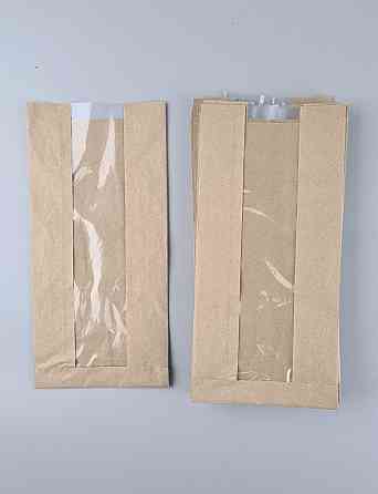 Паперові пакети крафт із прозорим віконцем 150х40х310, 40 г/м2, вікно 50 (100 шт.) Харків