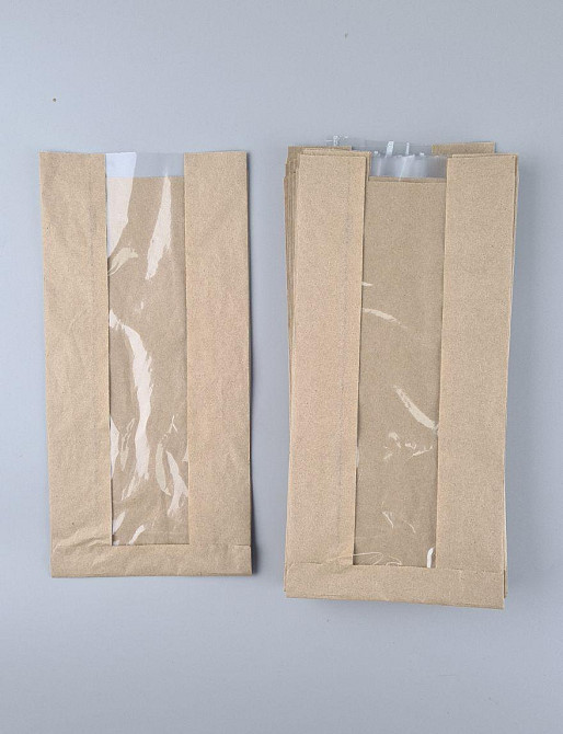 Бумажные пакеты крафт с прозрачным окошком 150х40х310, 40г/м2, окно 50 (100 шт) Харьков - изображение 2