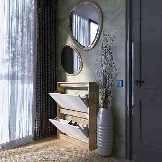 Тумба для обуви в прихожую Эверест Сити-160-2 70,2х16х95,8 см Дуб сонома/Белый (DTM-071107) Львов