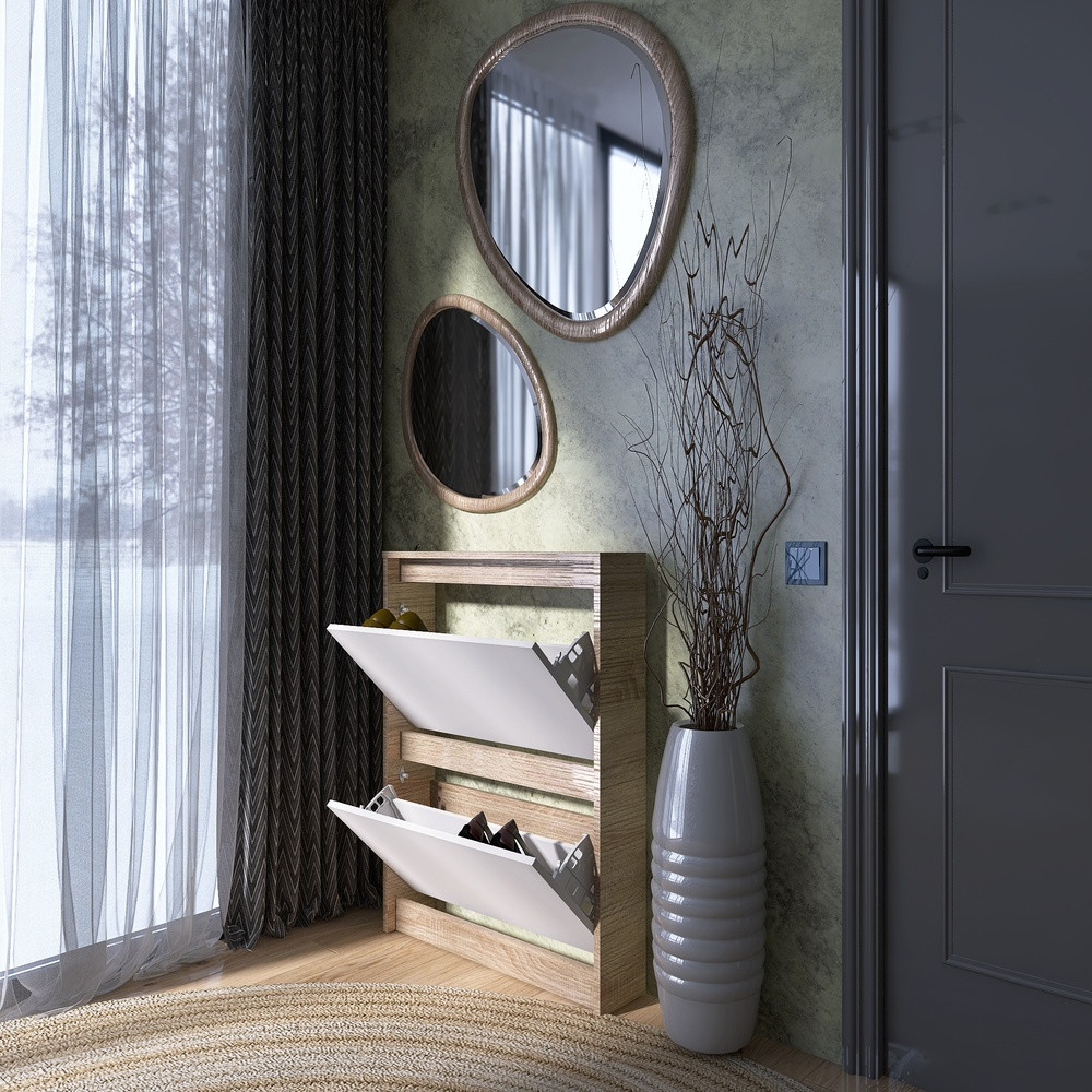 Тумба для обуви в прихожую Эверест Сити-160-2 70,2х16х95,8 см Дуб сонома/Белый (DTM-071107) Львов - изображение 6