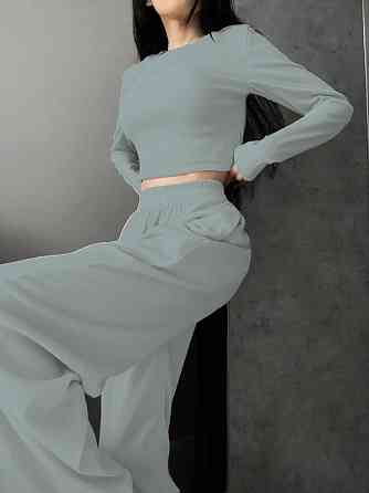 Жіночий костюм штани з лонгслівом Оливковий 42/44 Харків