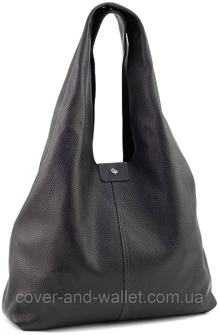 Велика жіноча сумка-шоппер із фактурної шкіри чорного кольору Grande Pelle 732710 Київ - фото 1