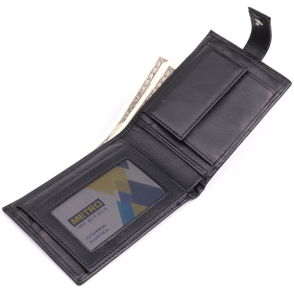 Місткий чоловічий гаманець з натуральної шкіри BOND 22861 Чорний Київ - фото 6
