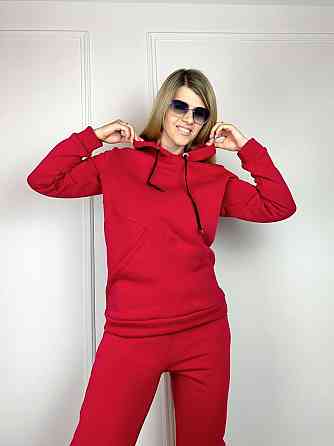 Жіночий спортивний костюм на флісі "Impuls" оптом | Батал | Розпродаж моделі Червоний, 50-52 Київ