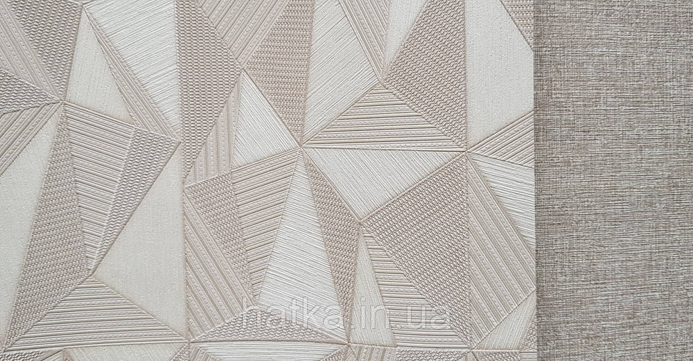 Шпалери вінілові на флізеліні AdaWall Omega1.06х10 геометрія 3д бежеві срібло 23204-2 Київ - фото 4