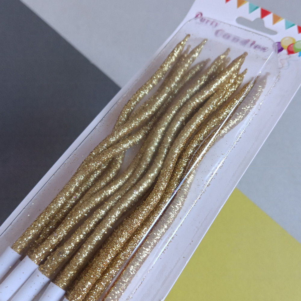 Свічки для торта 12 шт. блиск золоті Київ - фото 1