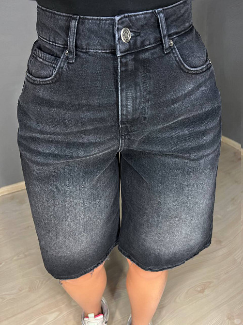 Шорти жіночі джинсові Zeo Basic 4869 бермуди великі розміри чорні, чорний, 40, 40, 78 см, 106 см Київ - фото 1