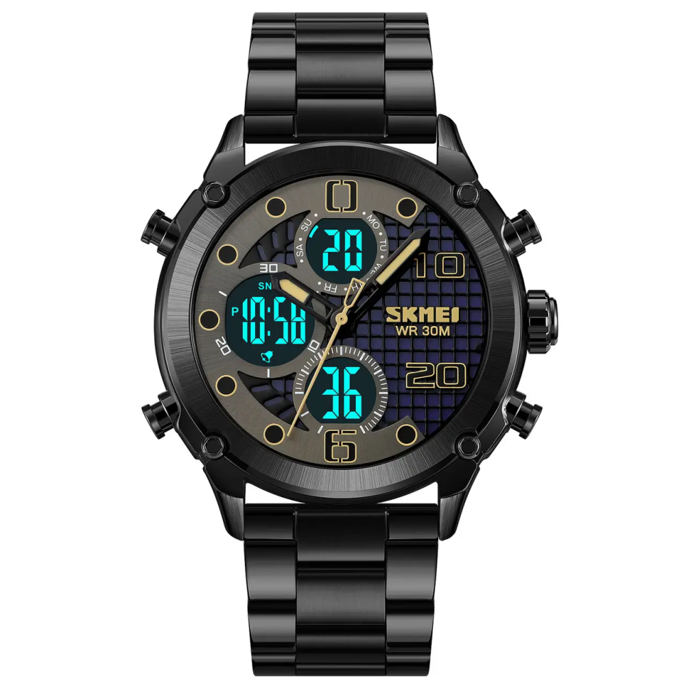 Чоловічий наручний годинник на сталевому браслеті Skmei 1975 (Чорний) Вінниця - фото 3