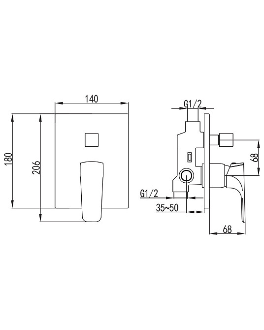 Змішувач прихованого монтажу на 2 користувача Imprese VALTICE VR-10320(Z) Київ - фото 3