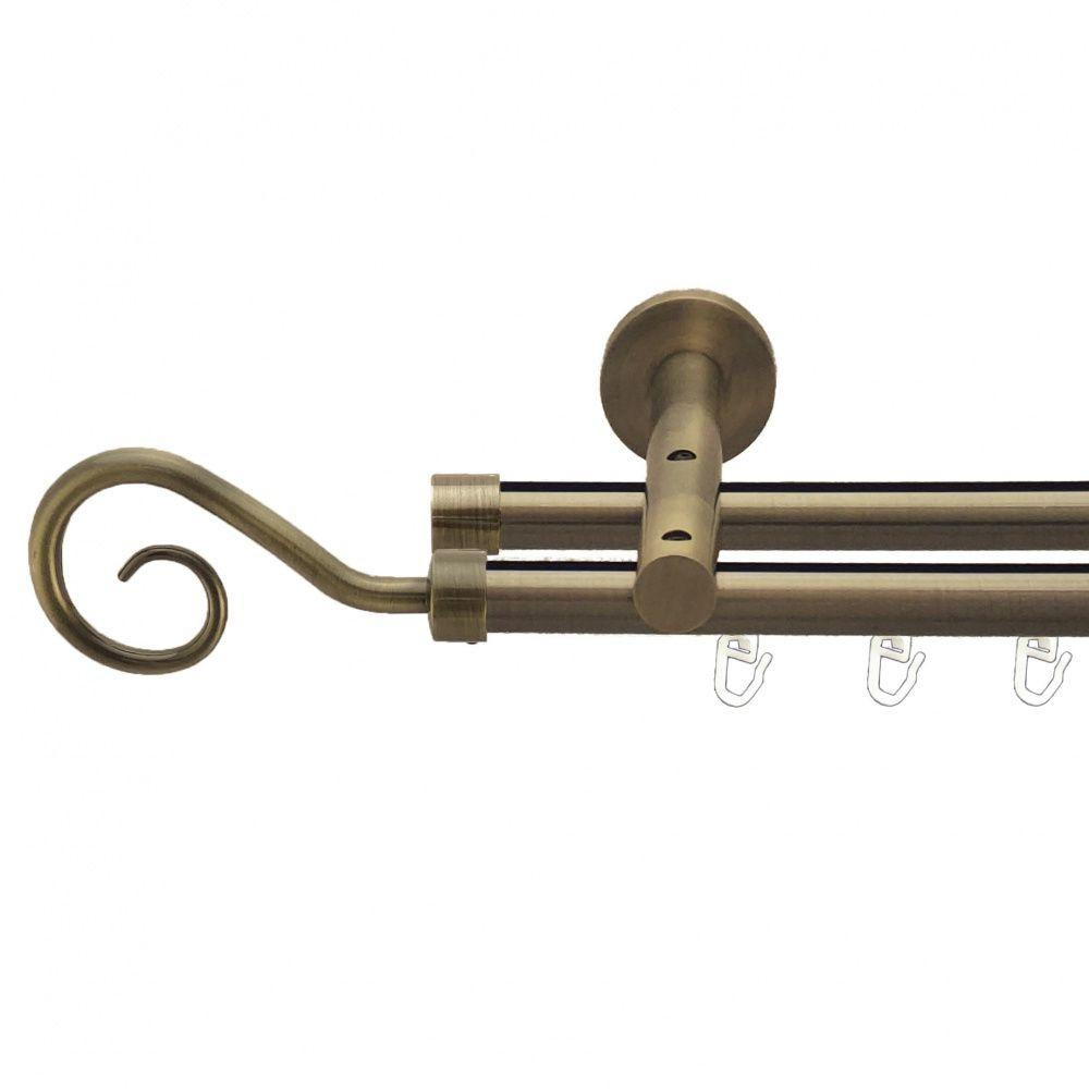 Карниз Orvit Гак металевий дворядний реверсивний профільна труба  Антик 19\19 мм 200 см (7219321) Львів - фото 1