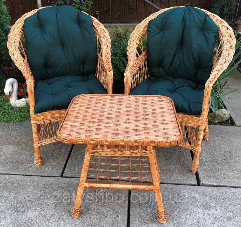 Меблі плетені з маленьким столом | Меблі з лози | меблі плетені з накидками Київ - фото 2