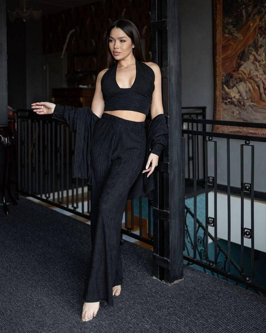 Летний женский костюм вискоза Черный S Харьков - изображение 3