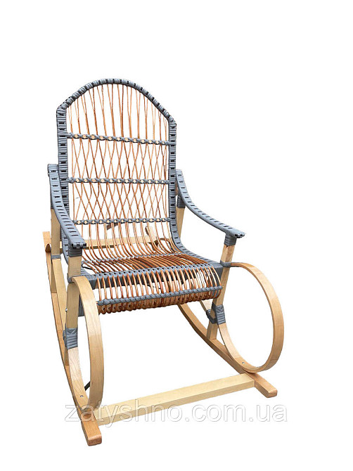 Крісло гойдалка плетена сіра з ротангом Київ - фото 3