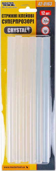 Стержни клеевые MASTERTOOL CRYSTAL 11.2х200 мм 12 шт суперпрозрачные 42-0163 Ровно - изображение 2