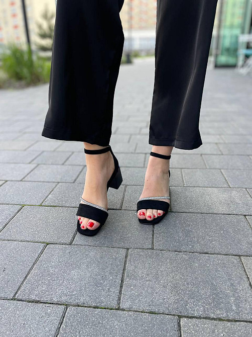 Meideli Чорні босоніжки жіночі літні на підборах молодіжні з еко-замші MEIDELI H008H-16 р. 36-4 Киев - изображение 5