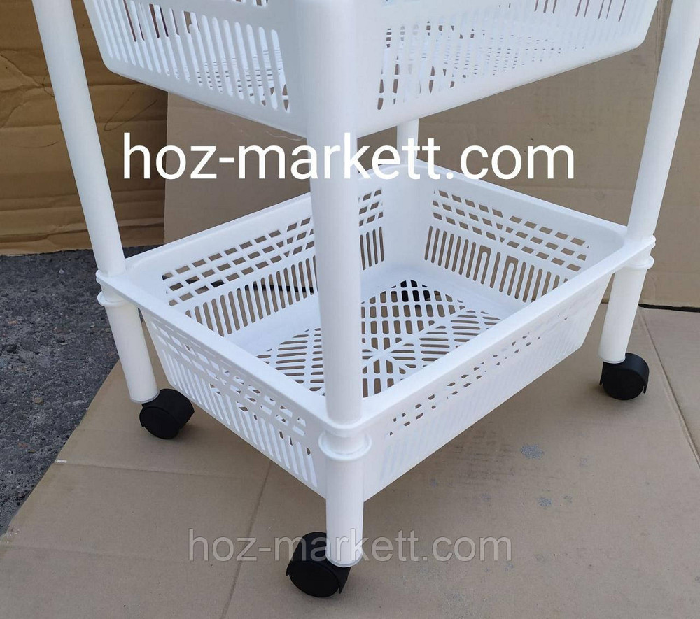 Пілочка на коліщатках пластикова для ванни та кухні 4 яруси. Полиця біла Харків - фото 8