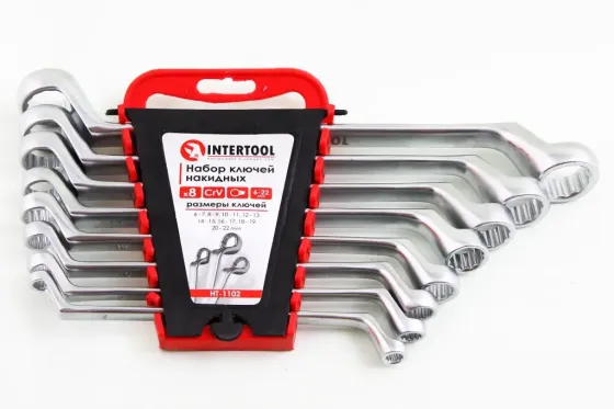 Набір ключів накидних кривих 8 ед. Intertool (6-22мм) Вінниця