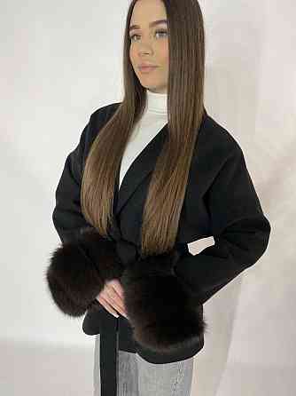 Стильное женское пальто с мехом Черный, M-L Харьков