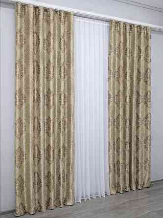 Комплект готових штор VR-Textil Блекаут-софт Корона № 1280ш(Б) Бежевий з карамельним 150х270 см 2шт (33-0125) Київ