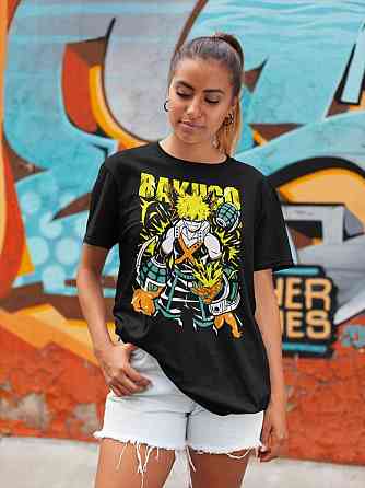 Футболка для хлопчика з аніме принтом Моя геройська академія оверсайз (зріст від 165 до 180) Чорний AnimeJ0177m Дніпро