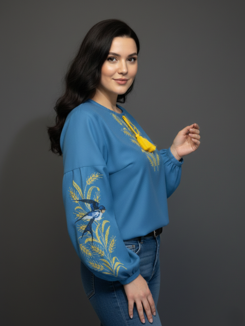 Жіноча натуральна вишиванка Ластівки в колосках Київ - фото 2