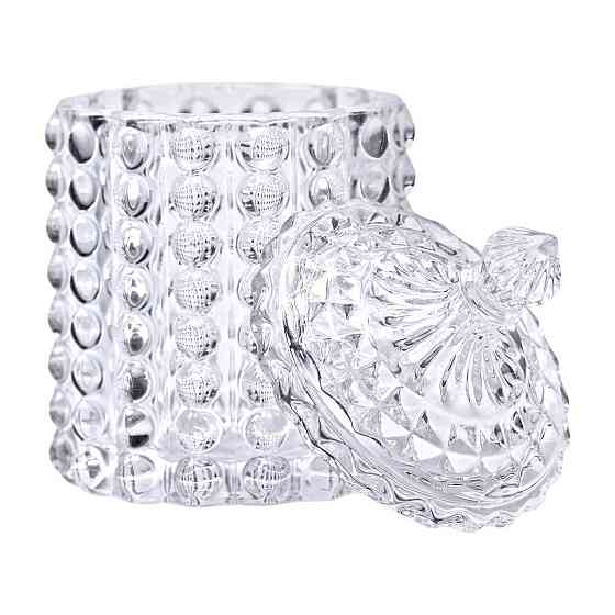 Цукерниця стеклянная з кришкою Ø7.5 см ваза цукорниця кругла HP-4-105 Київ