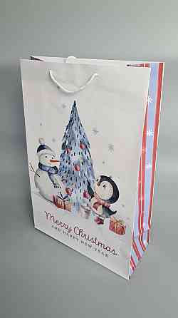 Новорічний,картонні пакети з ручками Гігант вертикальний 30х47х12-009 (12 шт.) Харків