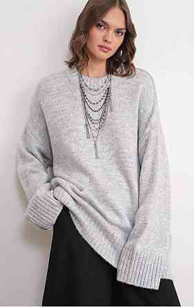 Женский базовый оверсайз свитер машинная вязка Серый Одесса