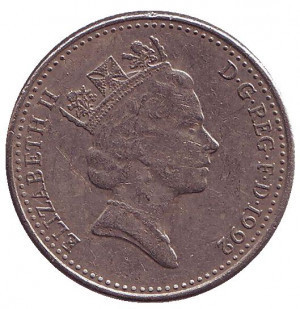 Лев. Монета 10 пенсів. 1992 рік, Великобританія.(В) Полтава - фото 1