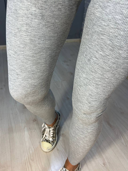 Лосини жіночі A-N 9608 з бавовни дрібний рубчик широкий пояс з вишивкою, сірий, one size Київ - фото 17