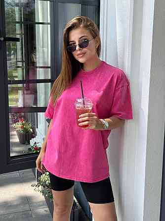 Велосипедки и футболка варенка тай дай оверсайз Малиновый M-L Харьков