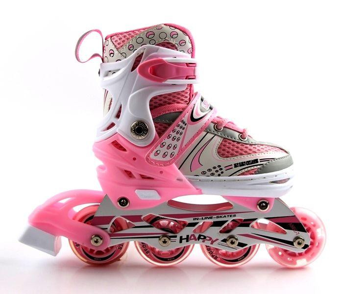 Комплект детских роликов с защитой и шлемом Happy. Розовый комплект. Размер 34-38 Одесса - изображение 3